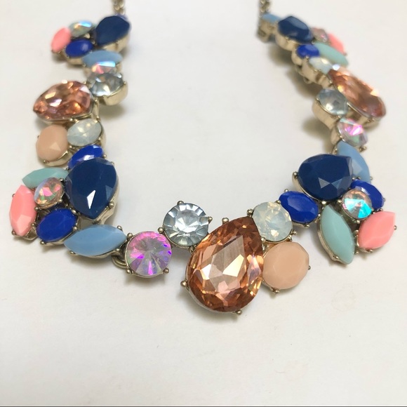 J. Crew Multicolor Mixed Stones Gem Cluster Statement Necklace - Picture 4 of 5